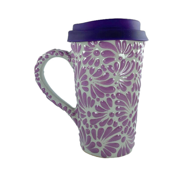 Termo Con Asa Fondo Blanco con Morado Mik