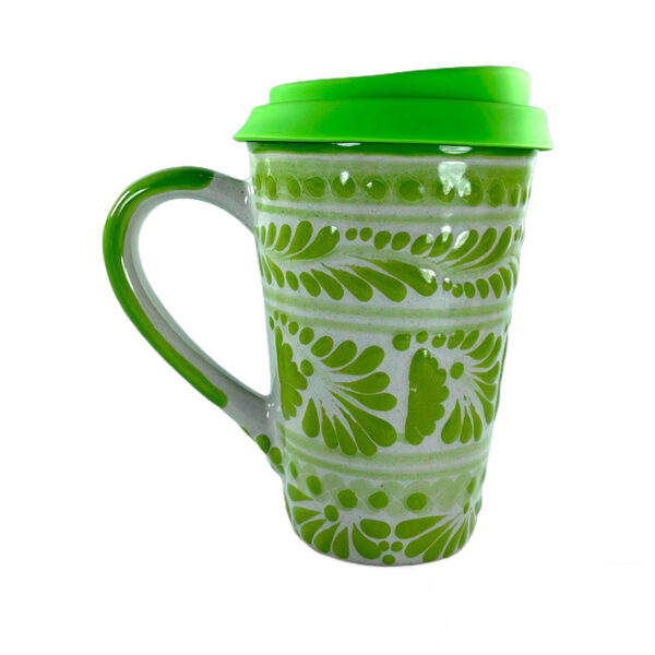 Termo Con Asa Fondo Blanco con Verde Limon