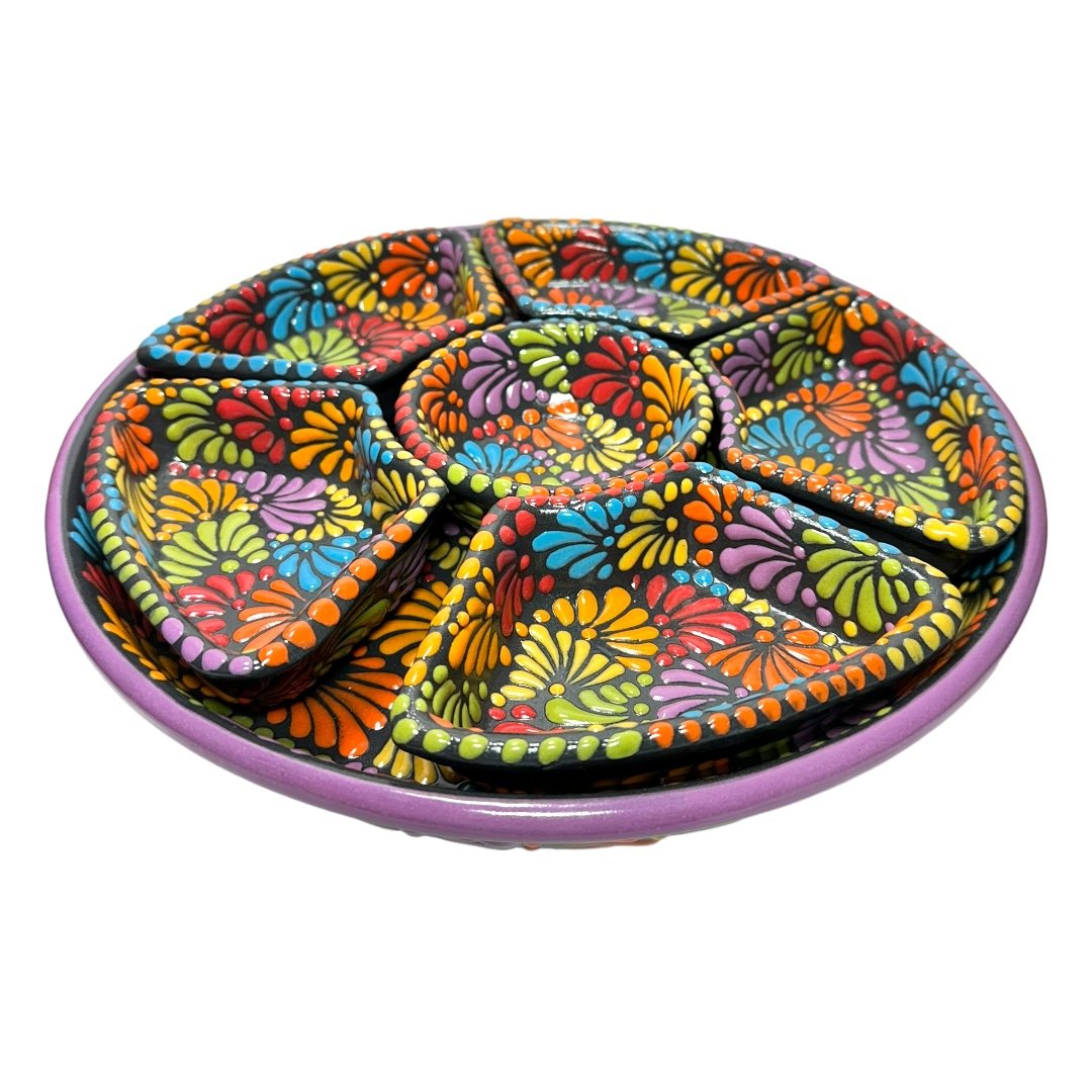 Sampler Botanero Botanero Redondo Fondo Negro Multicolor Mik - Talavera y Artesanias By ...