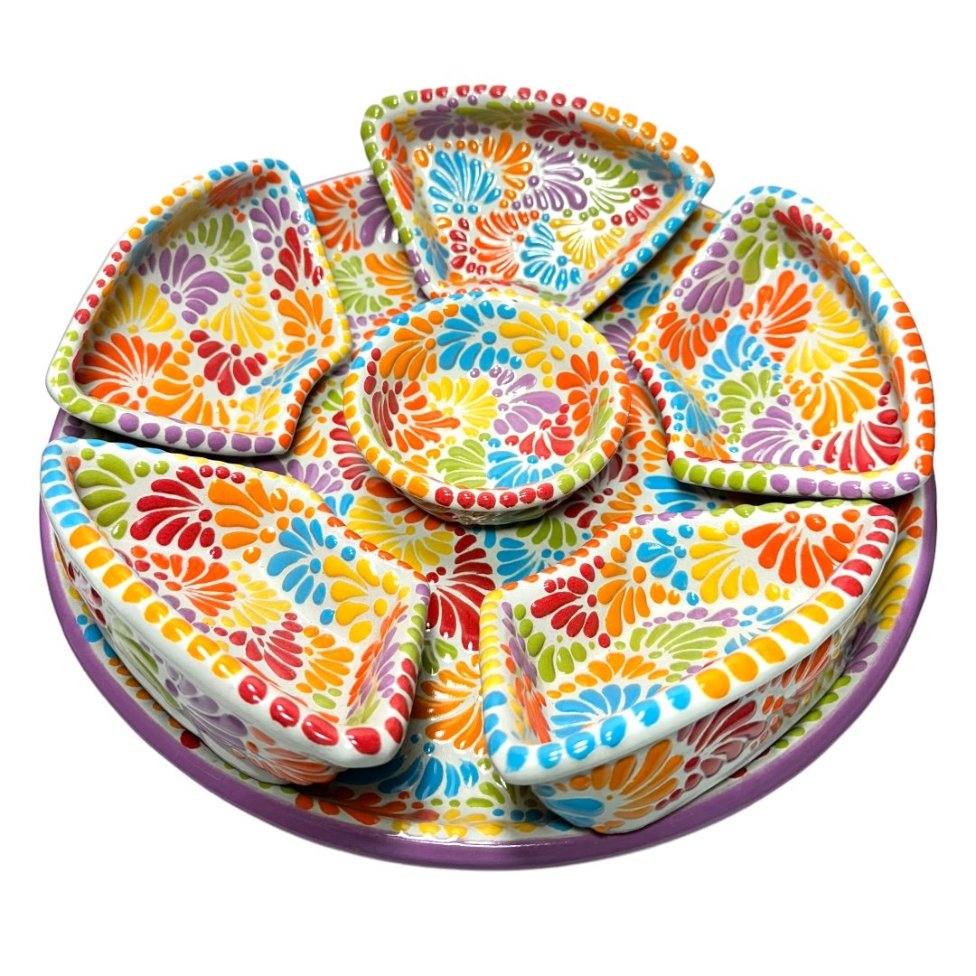 Sampler Botanero Botanero Redondo Fondo Blanco Multicolor Mik - Talavera y Artesanias By ...