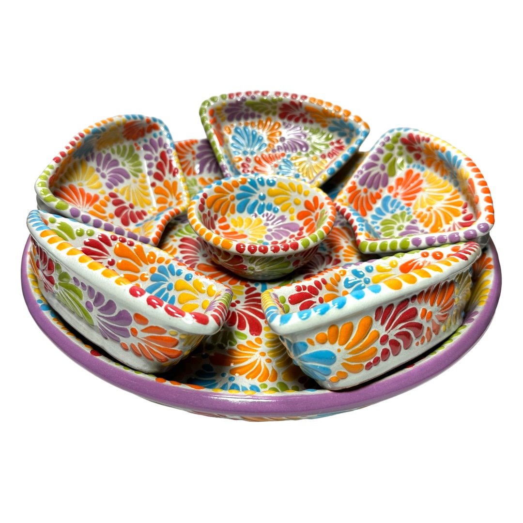 Sampler Botanero Botanero Redondo Fondo Blanco Multicolor Mik - Talavera y Artesanias By ...