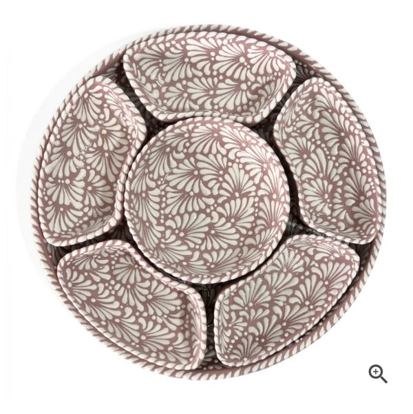 Botanero Redondo Fondo Rosa Con Blanco Mik