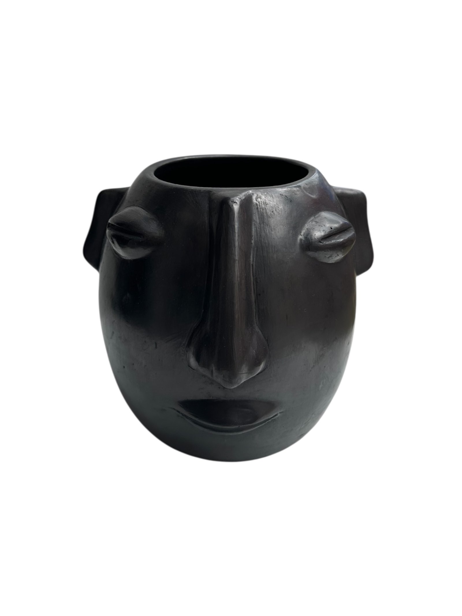 Maceta Rostro Mediana Barro Negro