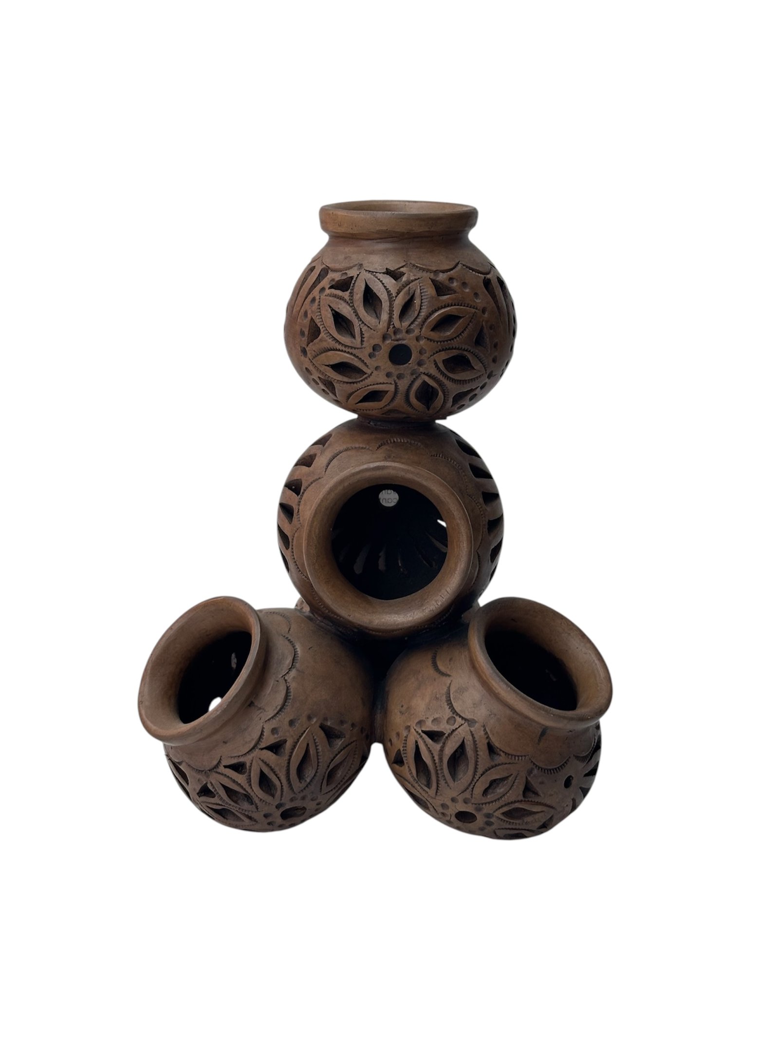 Piramide 5 Cantaros Barro Negro (Cafe)