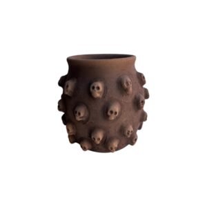 Florero 15cm Craneo Barro Rustico