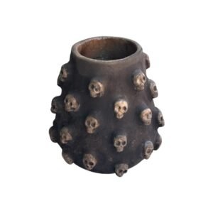Florero 15cm Craneo Barro Rustico