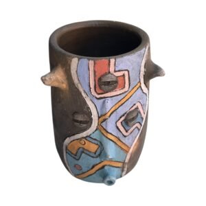 Florero 17cm Barro Rustico Pintado