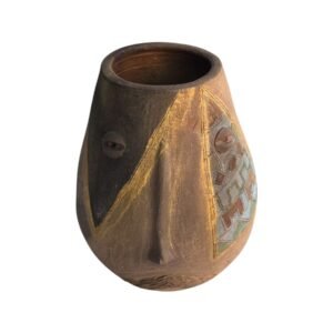 Florero 17cm Barro Rustico Pintado