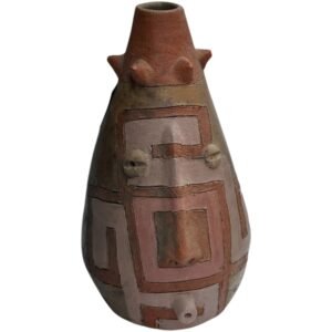 Florero 20cm Barro Rustico Pintado