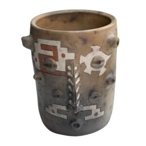 Florero 20cm Barro Rustico Pintado