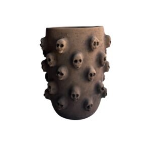 Florero 20cm Craneo Barro Rustico