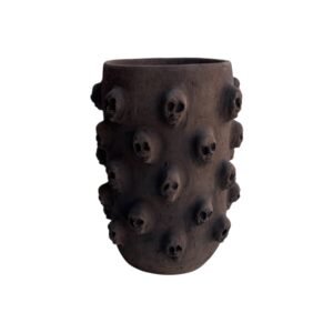 Florero 20cm Craneo Barro Rustico