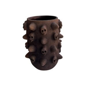 Florero 20cm Craneo Barro Rustico