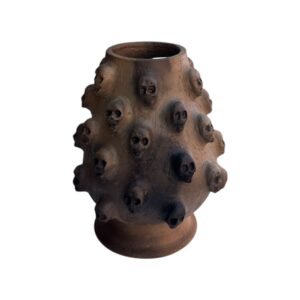 Florero 20cm Craneo Barro Rustico