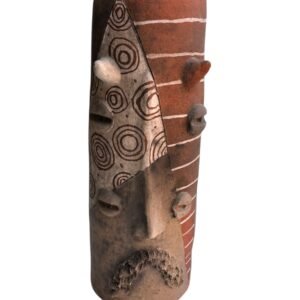 Florero 30cm Barro Rustico Pintado