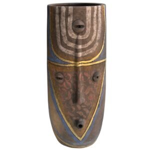 Florero 30cm Barro Rustico Pintado