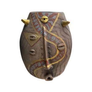 Florero Barril Barro Rustico Pintado