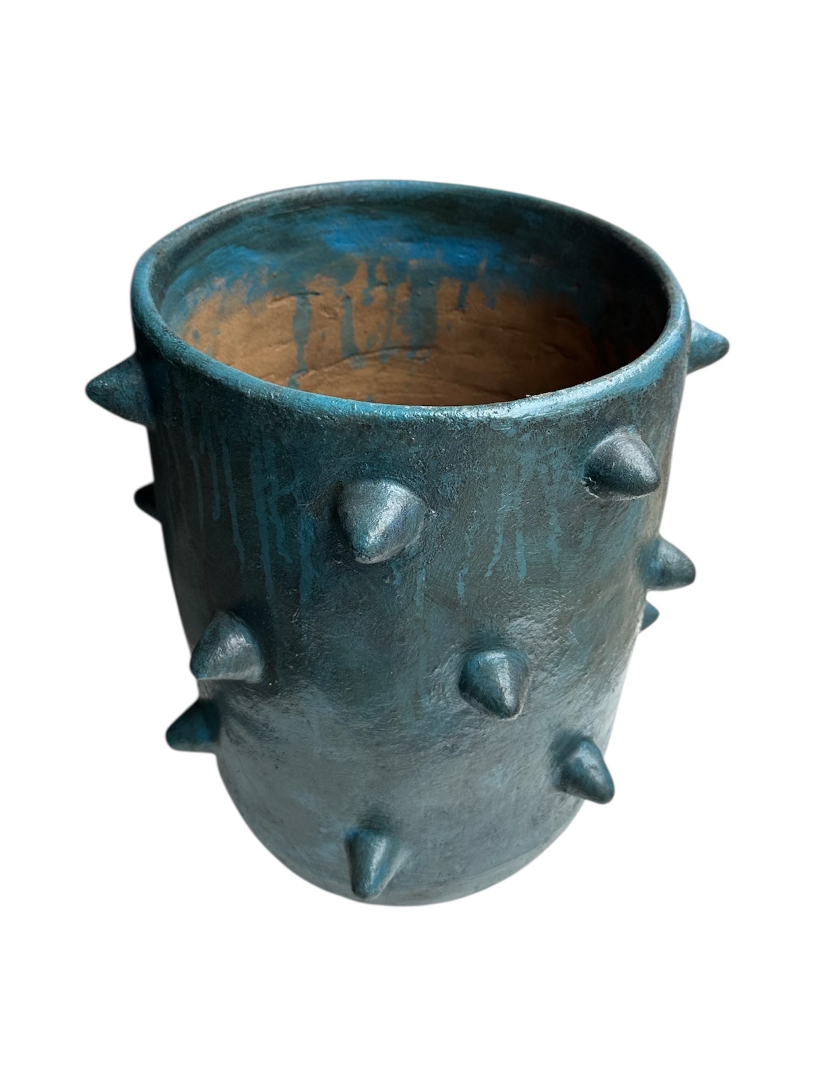 Maceta Azul Pochote Barro Rustico - Imagen 2