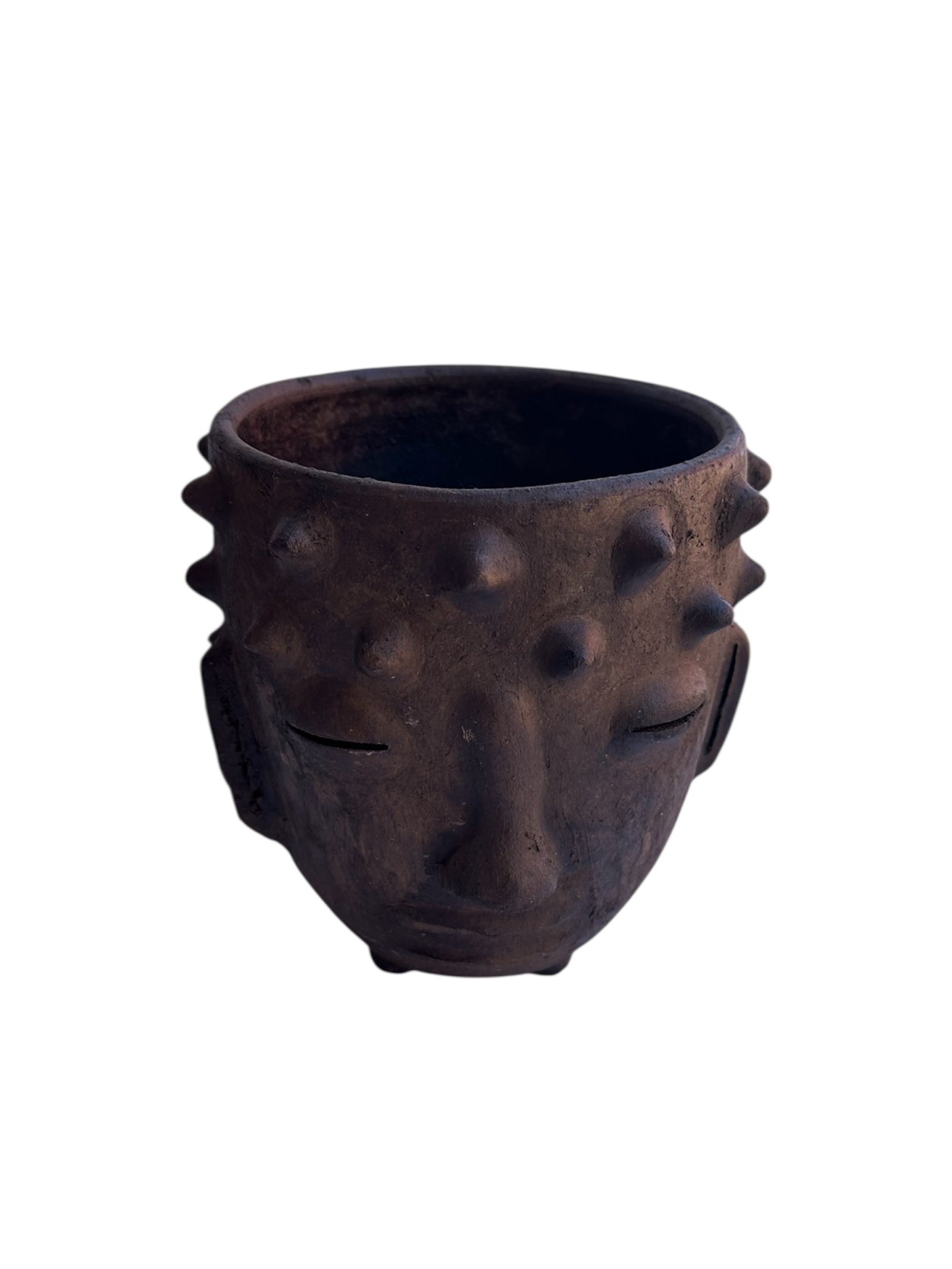 Maceta Pochote Rostro Barro Negro (Cafe)