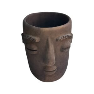 Maceta Rostro Cilindro Barro Rustico