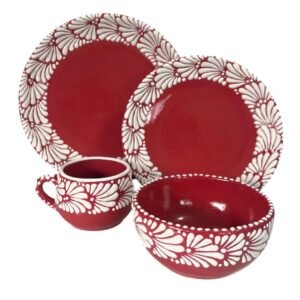 Vajilla Fondo Rojo Con Blanco Mik Cenefa