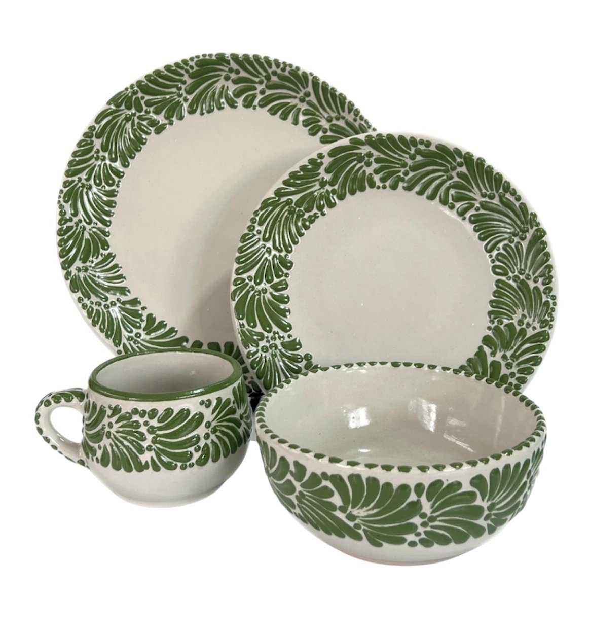 Vajilla Fondo Tradicional Con Verde Mik Cenefa