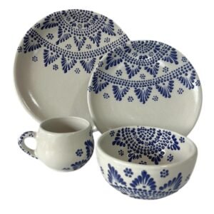 Vajillas Vajilla Fondo Tradicional Con Mandala Cobalto