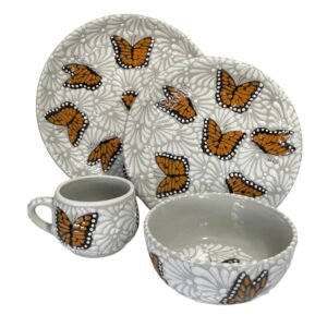 Vajilla Fondo Tradicional Con Blanco Mik Y Mariposa