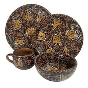 Vajilla Fondo Cafe Con Cafe Y Mariposas