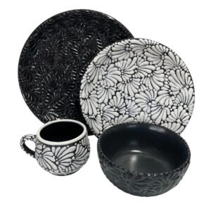 Vajilla Fondo Negro Mix Blanco Y Negro Mik