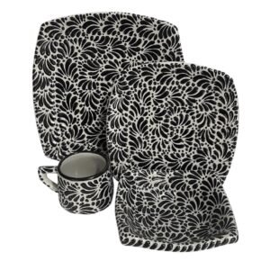 Vajilla Fondo Tradicional Con Negro Mik Semicuadrada