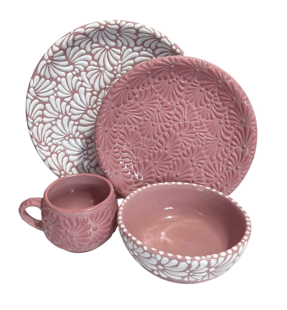 Vajilla Fondo Rosa Mix Blanco Y Rosa Mik