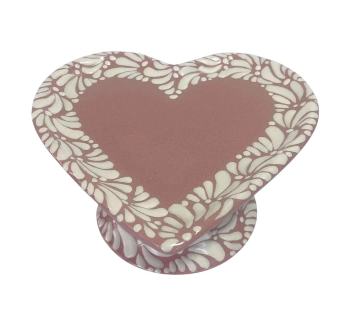 Base Para Pastel Forma De Corazon Grande Fondo Rosa Blanco Mik Centro Limpio - Imagen 2