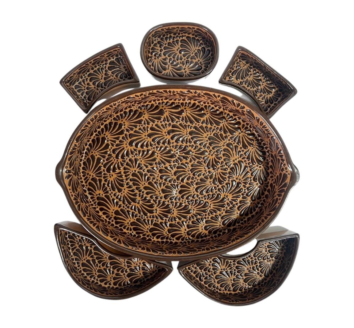 Botanero Ovalado Fondo Terracota Cafe Chocolate Mik - Imagen 2