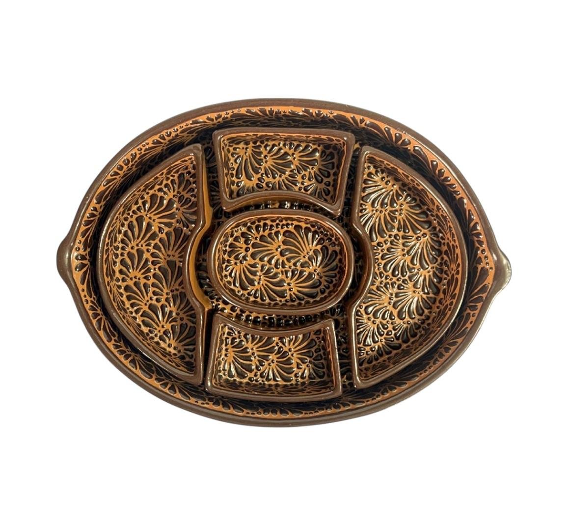 Botanero Ovalado Fondo Terracota Cafe Chocolate Mik