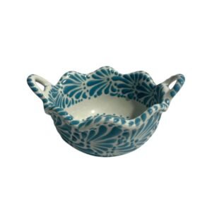 Cazuela Mediana Fondo Blanco Con Azul Cielo Mik