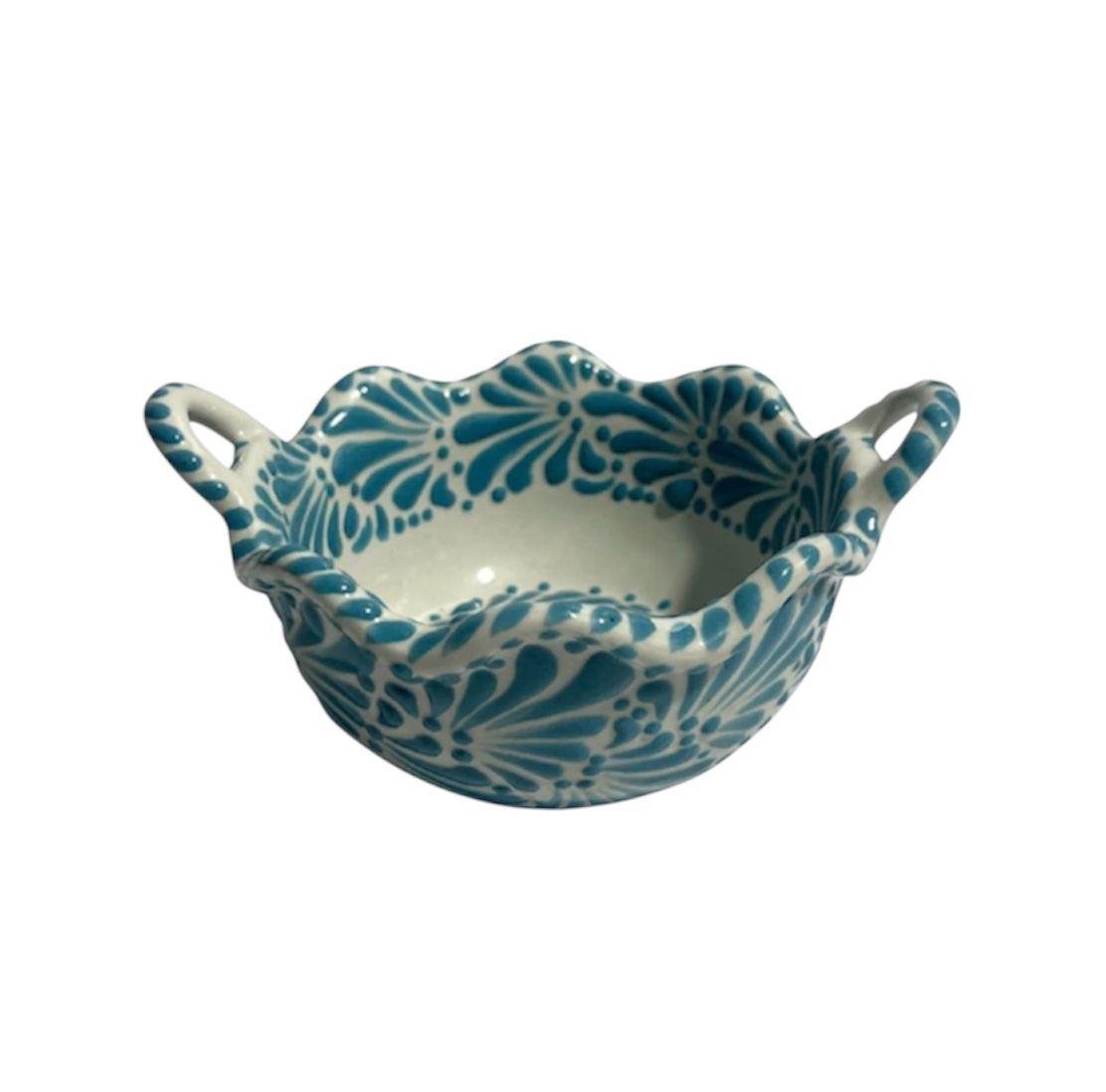 Cazuela Mediana Fondo Blanco Con Azul Cielo Mik