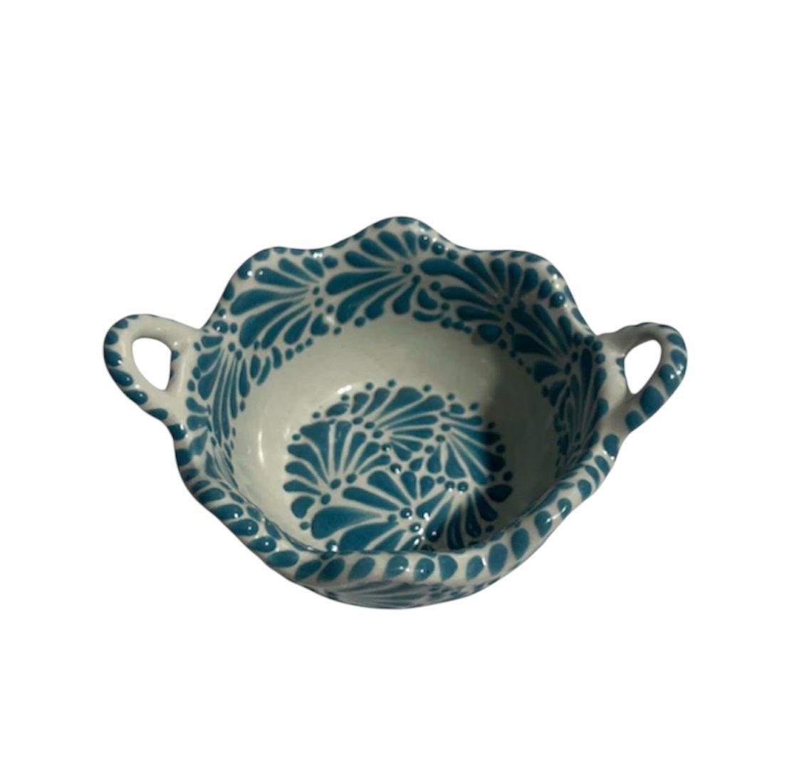 Cazuela Mediana Fondo Blanco Con Azul Cielo Mik - Imagen 2