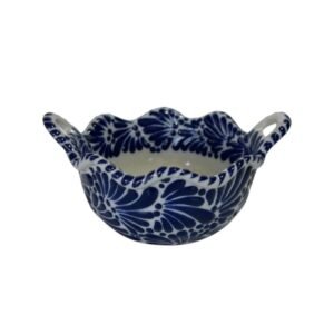 Cazuela Mediana Fondo Blanco Con Azul Mik