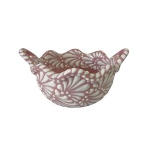 Cazuela Mediana Fondo Rosa Con Blanco Mik