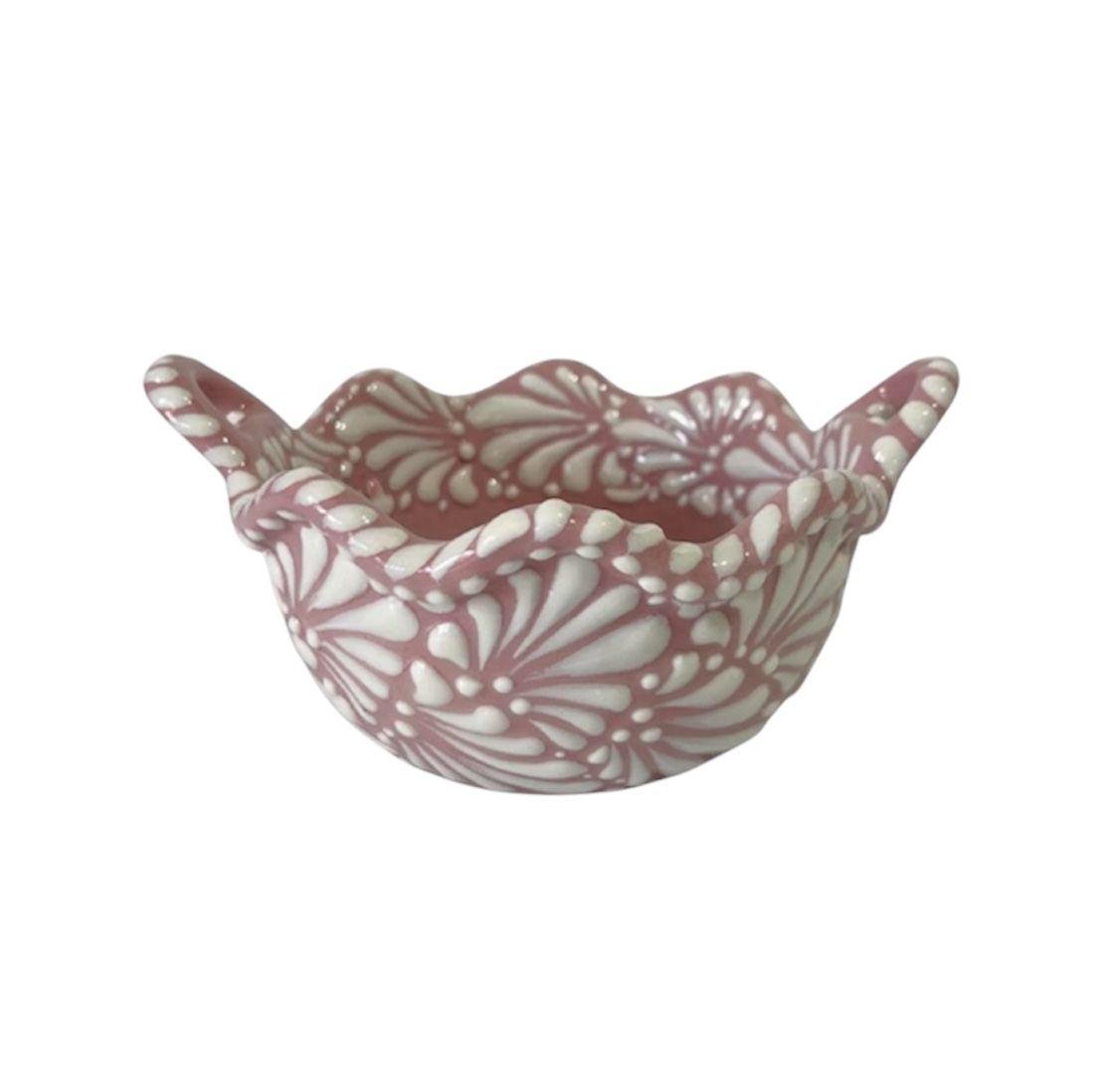 Cazuela Mediana Fondo Rosa Con Blanco Mik