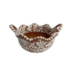 Cazuela Mediana Fondo Terracota Con Blnaco Mik