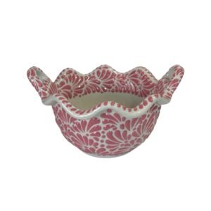 Cazuela Mediana Fondo Blanco Con Rosa Mik