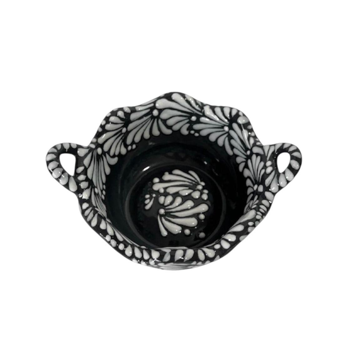 Cazuela Mediana Fondo Negro Con Blanco Mik - Imagen 2