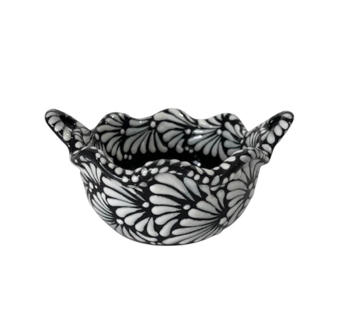 Cazuela Mediana Fondo Negro Con Blanco Mik