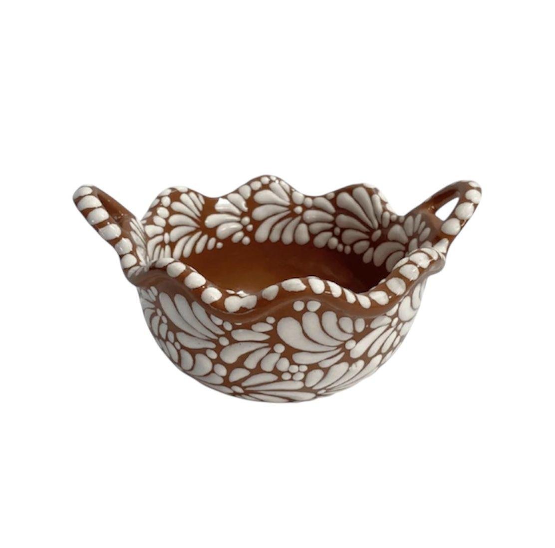 Cazuela Mediana Fondo Terracota Con Blnaco Mik