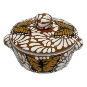 Salsera Con Tapa Fondo Terracota Con Blanco Mik