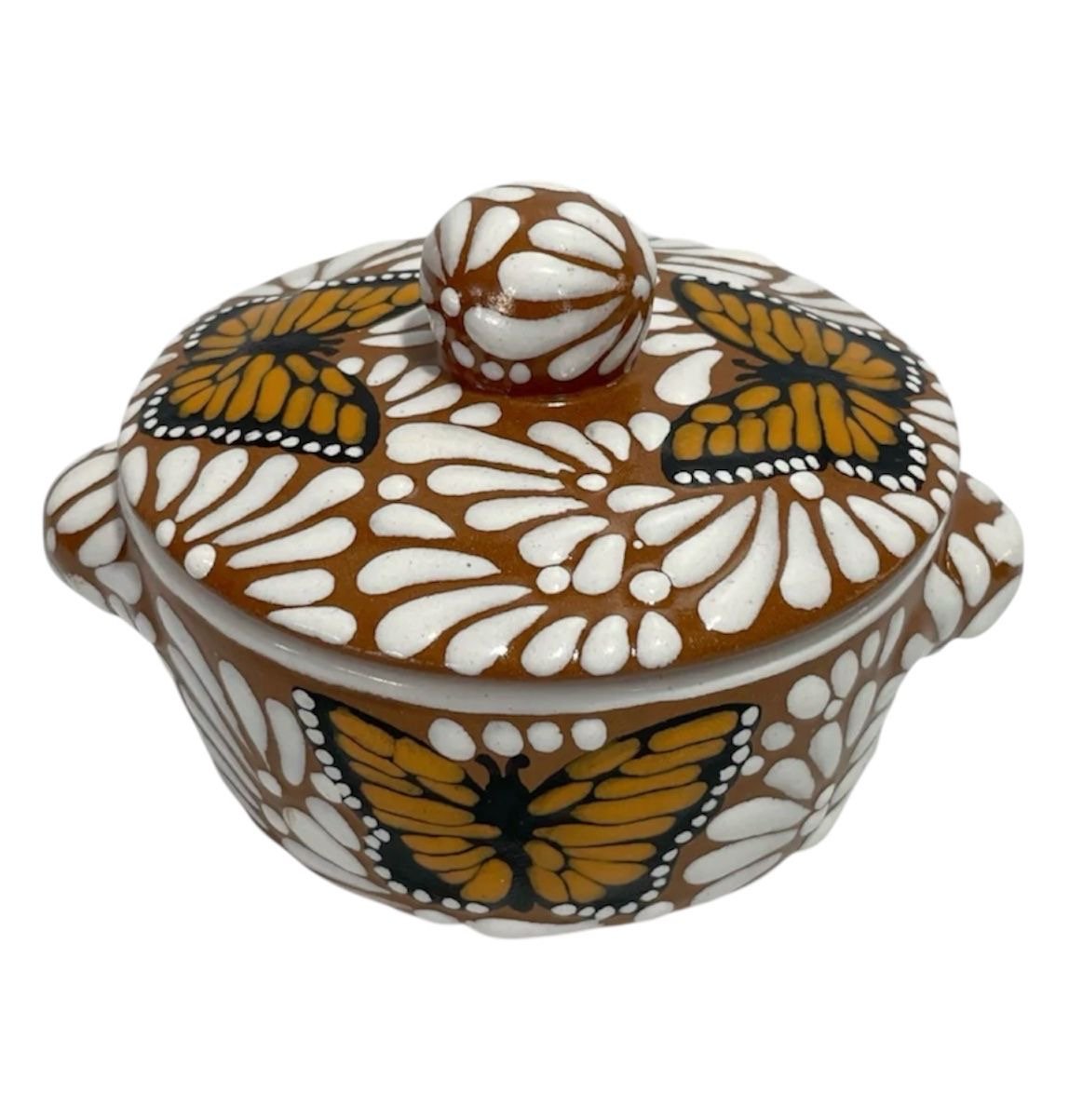 Salsera Con Tapa Fondo Terracota Con Blanco Mik