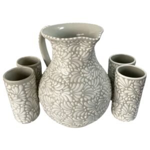 Jarra Para Agua Con 4 Vasos Fondo Blanco Blanco Mik