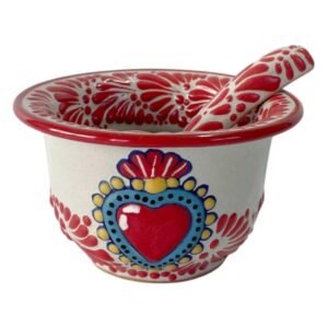 Salsera Con Cuchara Fondo Blanco Con Rojo Mik Sagrado Corazon